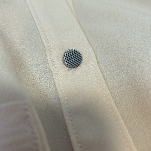Calvin Klein Peach Button Up Long Sleeve Blouse Sz Xs - Picture 7 of 8